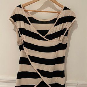All Saints black/off-white stripe tank top with criss-cross back -- US 2